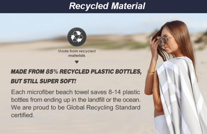 आरपीईटी रीसाइक्ल्ड बड़े मुद्रित माइक्रोफाइबर सूड रेत मुक्त त्वरित सूखी माइक्रोफाइबर कस्टम समुद्र तट तौलिया 0